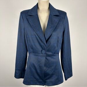 CABI Sunset Kiss Plaid Blue Blazer Jacket Women’s Size 6 Windowpane